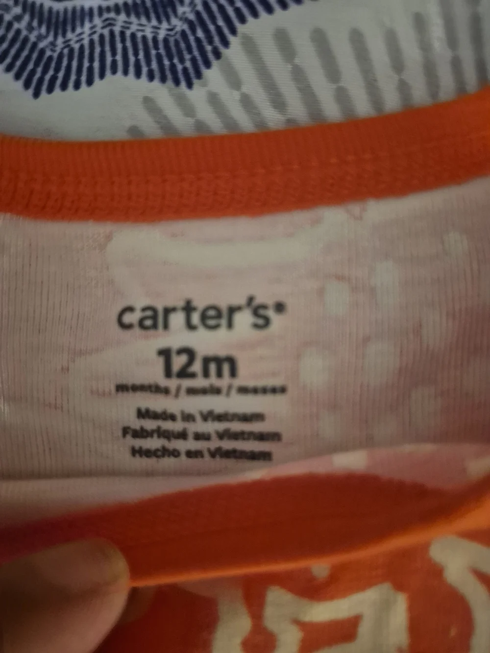Carter's Red Orange Crab & Gray Striped Baby Bodysuit Set 12 Months